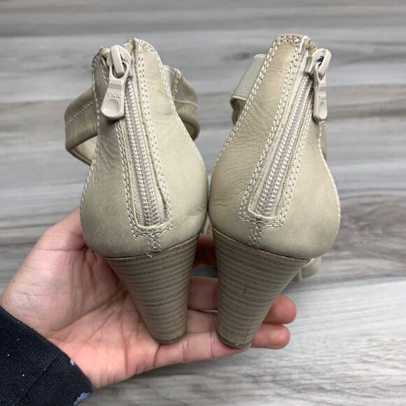 Nero Giardini Block Heels Strappy Beige Back Zip Women’s Shoes Size EU 38 US 7.5 - Picture 5 of 12